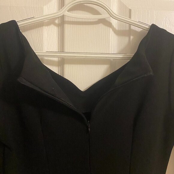 Black Fit Flare Midi Dress with Back Zipper and Swans and Reeds Pattern Size 2 - Picture 7 of 8